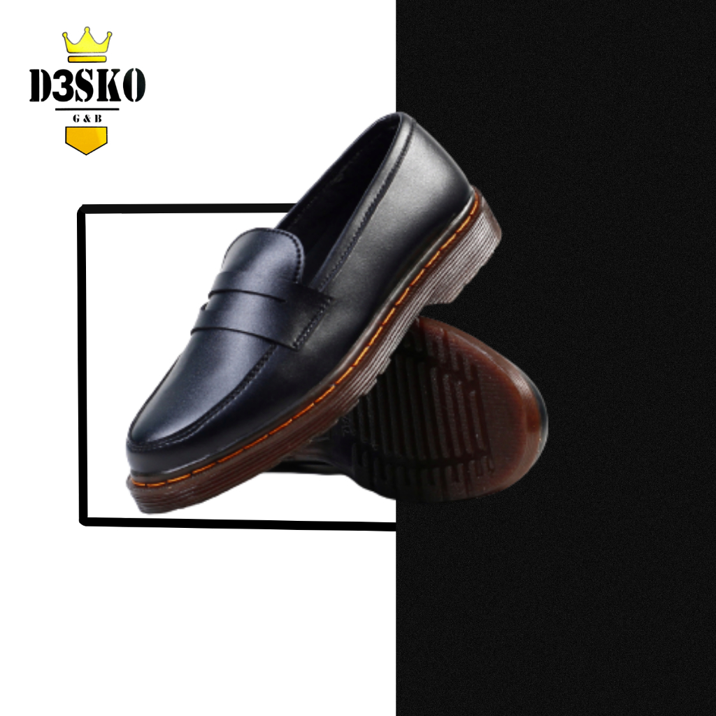 Sepatu Pantofel D3sko Formal Docmart Low Boots Kerja Pria Sole Black matt Dan Sole Bening