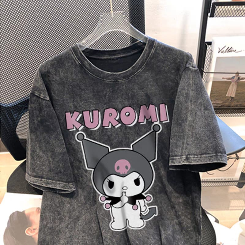 T SHIRT WASHING BLACK KUROMI SILENCE ATASAN OVERSIZE
