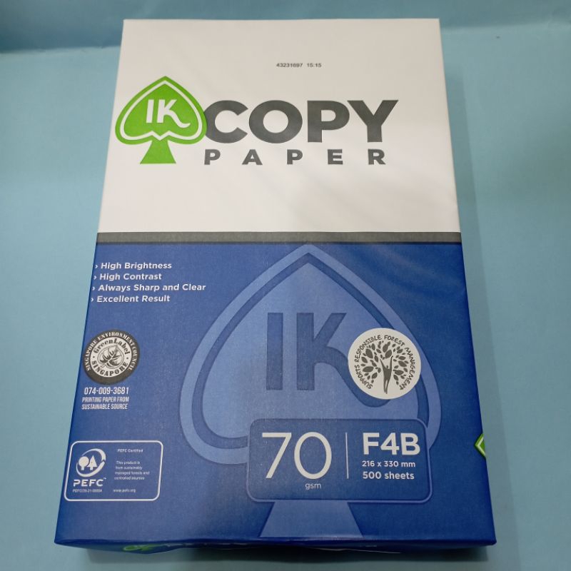 

KERTAS HVS IK COPY PAPER F4B 70gsm isi 500 sheets / pack