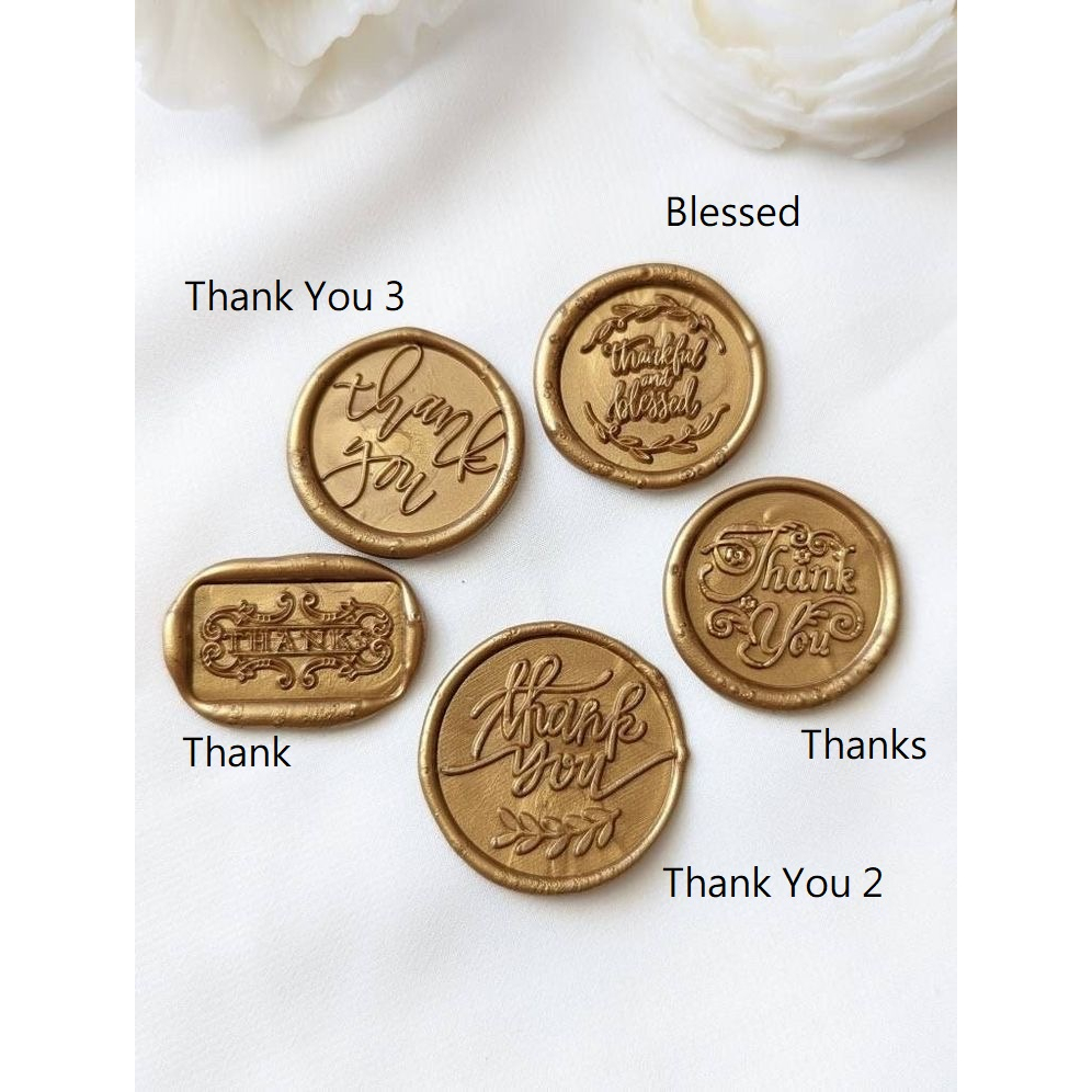 

THANK YOU (Antique Gold) / Wax Seal Sticker Undangan Vintage / Tanpa Minimum / 1 Pcs/ Termasuk Double tape / Lilin Wax Seal Vintage