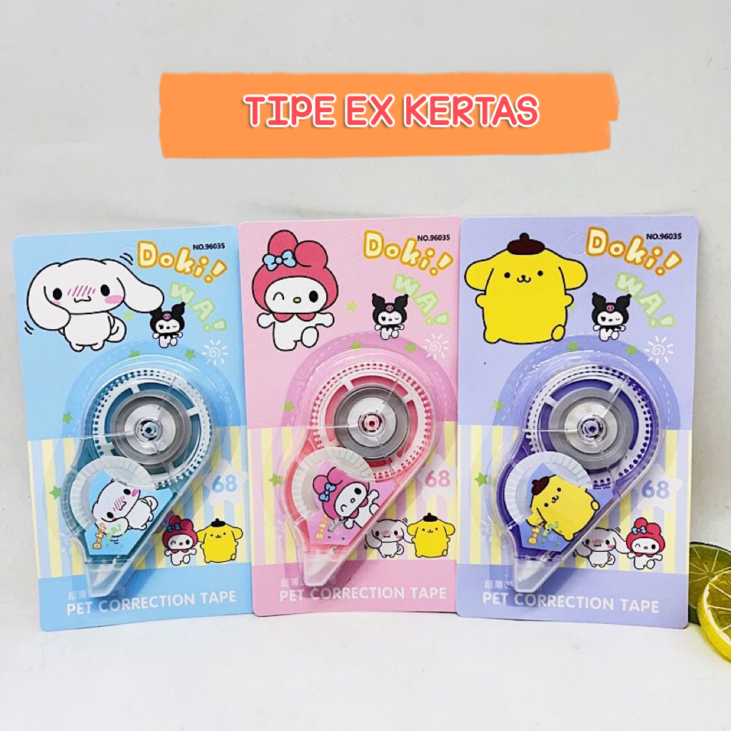 

TIPEX KERTAS DOKI SANRIO CORRECTION PEN CORRECTION TAPE TIPEX ROLL CINAMORROL MELODY POMPOMPURIN KOREKSI PEN TIPE X