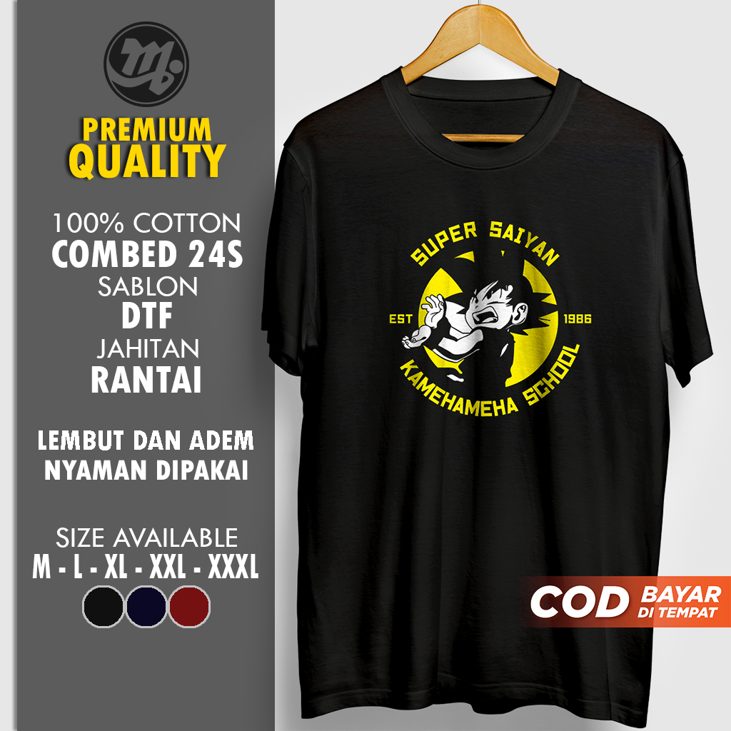 Kaos Distro Dragon Ball Pria Cowok Kamehameha School Goku Kid Ori Jumbo Premium Bermerk Branded Dewa