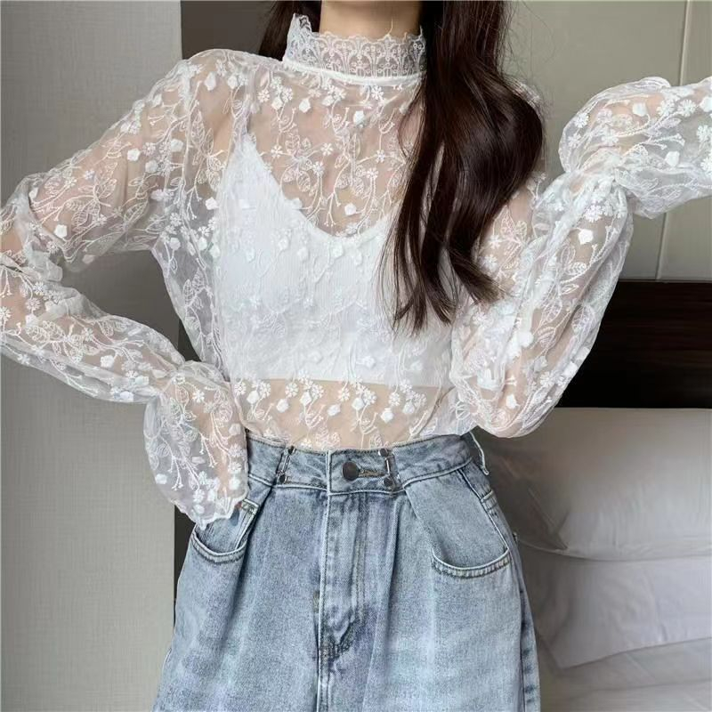 Blouse Atasan Bunga Wanita Korea Renda
