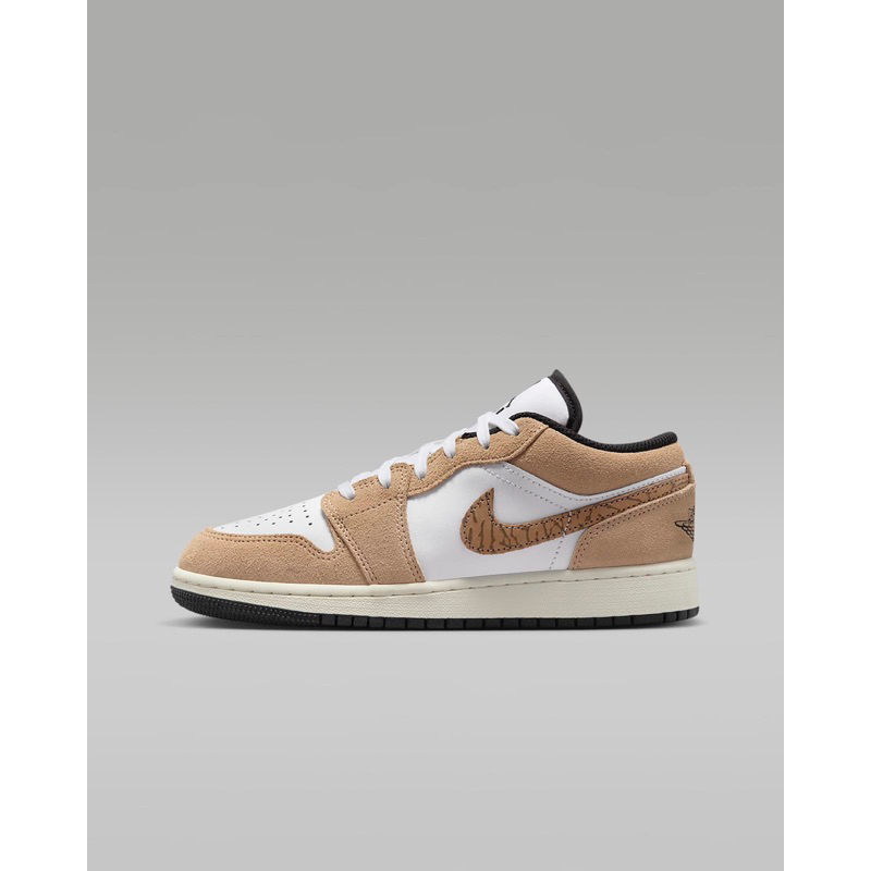 NIKE AIR JORDAN 1 LOW SE GS BROWN ELEPHANT HEMP BRITISH TAN WHITE ORIGINAL