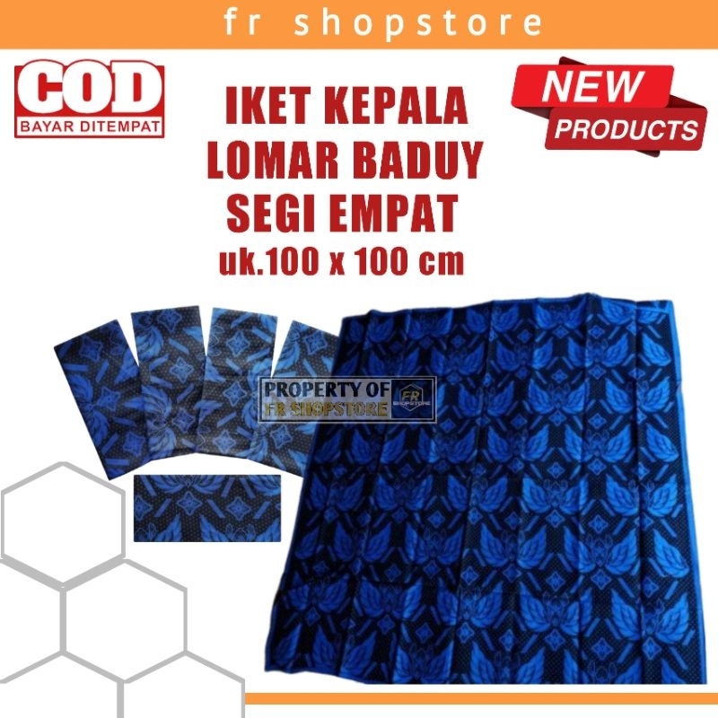 Lomar Ikat Iket Kepala Suku Baduy luar Khas Sunda Model Segiti Empat uk.100 x 100 cm Syal Tradisiona