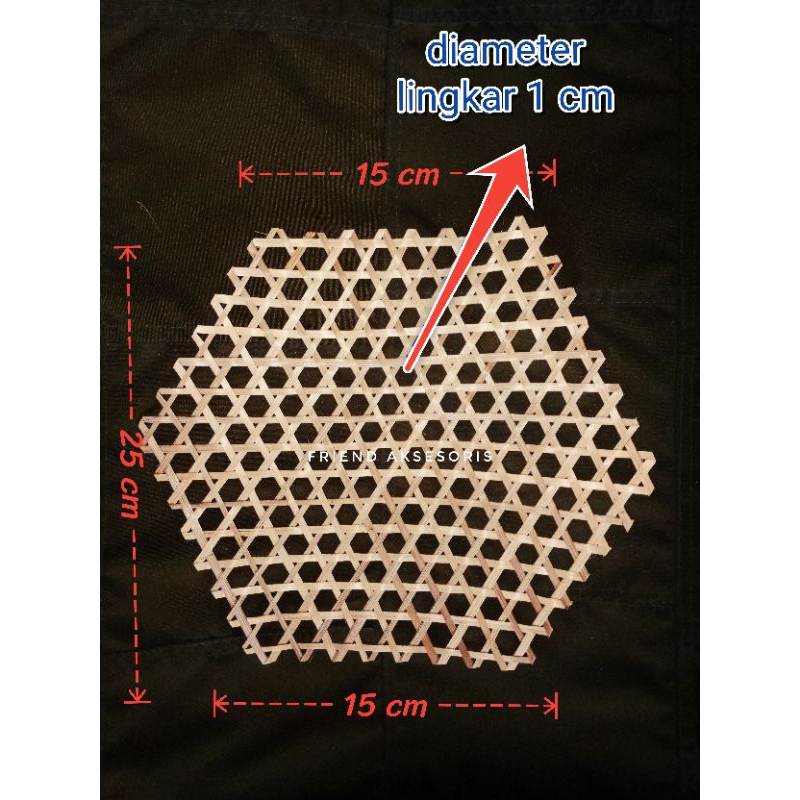 Placement Anyaman Bambu Alami Segi Enam Dekor Foto Produk