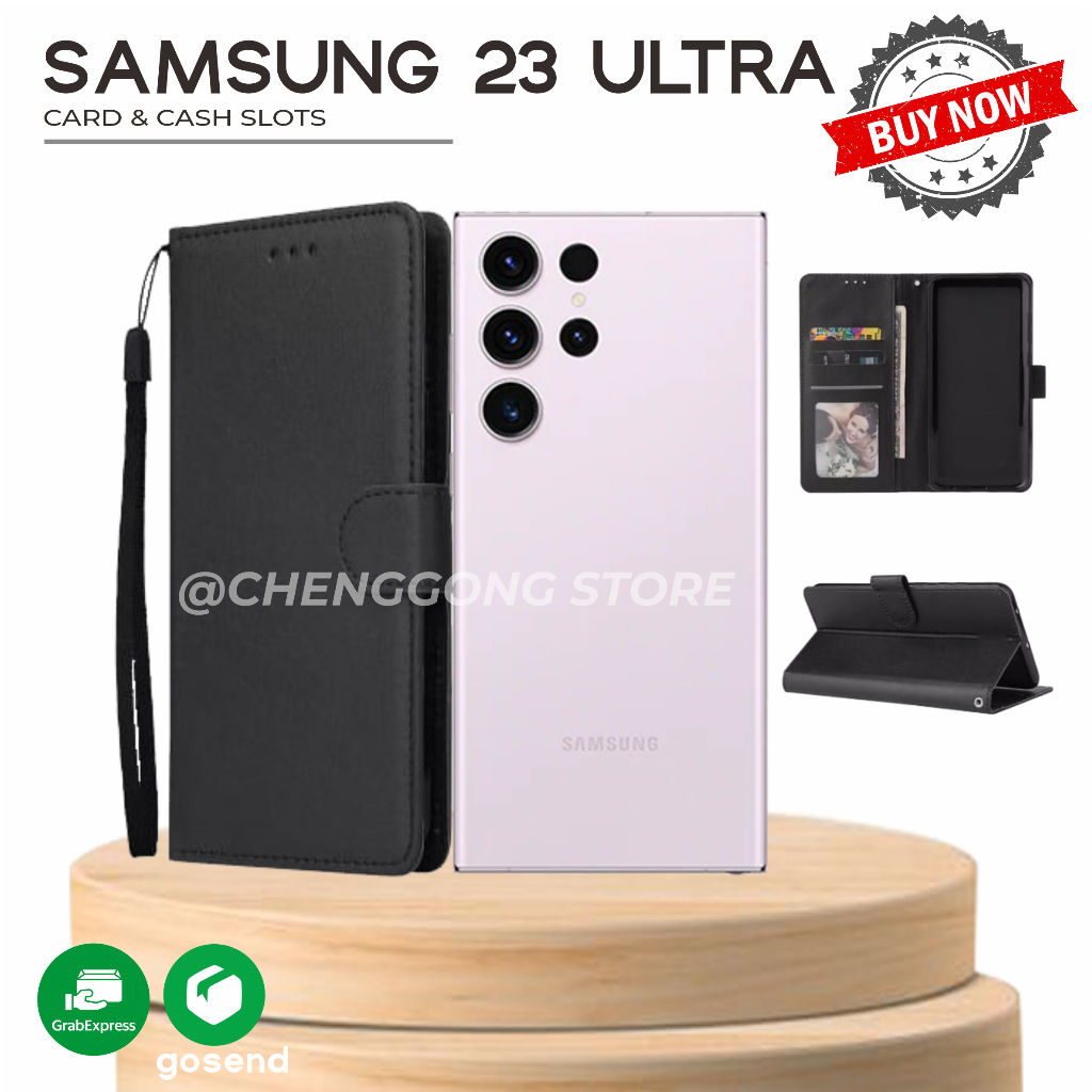 ( SAMSUNG GALAXY 23 ULTRA ) Flip Case Premium-Flip Wallet Case Kulit-Casing Dompet- Flip Cover Leath