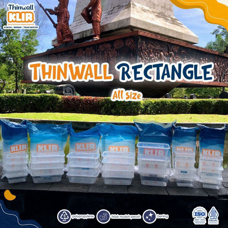 Thinwall PERSEGI PANJANG 200ml + tutup / wadah plastik box dessert kontainer 200ml