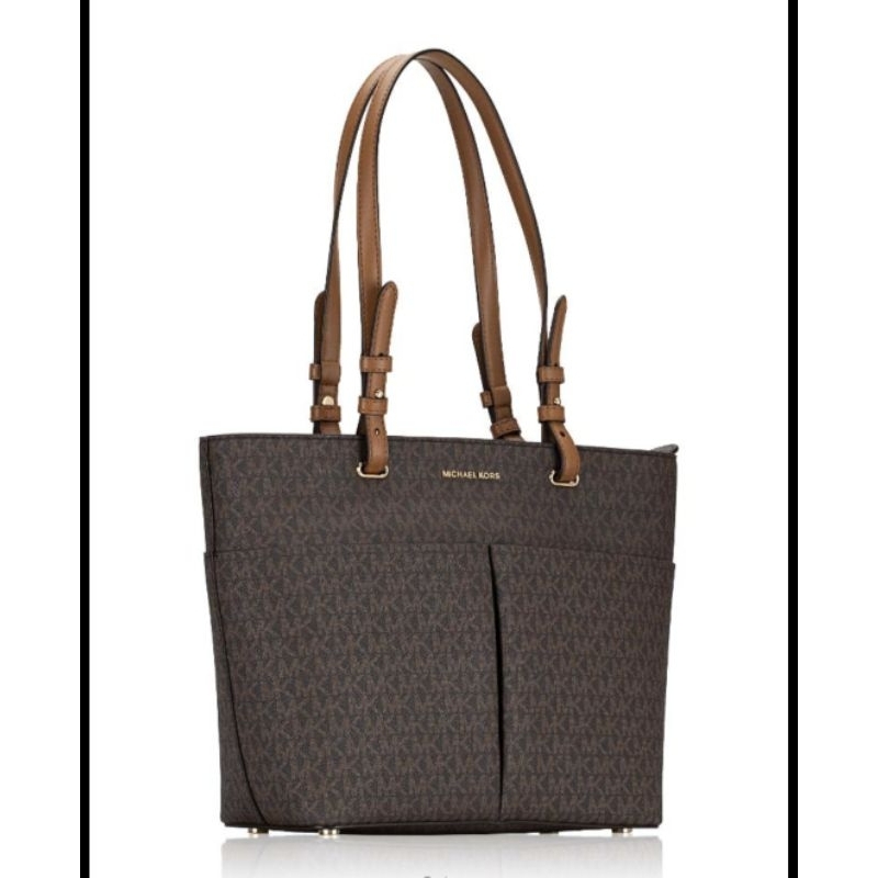 MICHAEL KORS Bedford Signature Medium Top Zip Pocket Tote Brown Acorn / PO di STH Secret Ticket Hunt