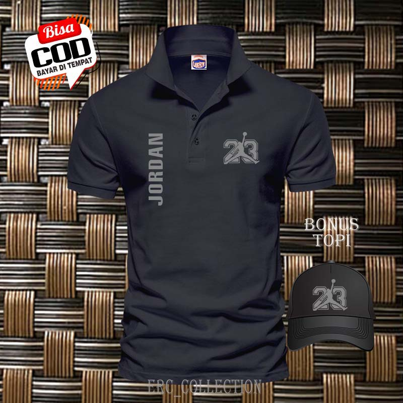 Polo Shirt Kaos Jordan Silver 23 Kiri Kanan Bonus Topi..... > Baju Kaos Kerah Pria & Wanita Premium 