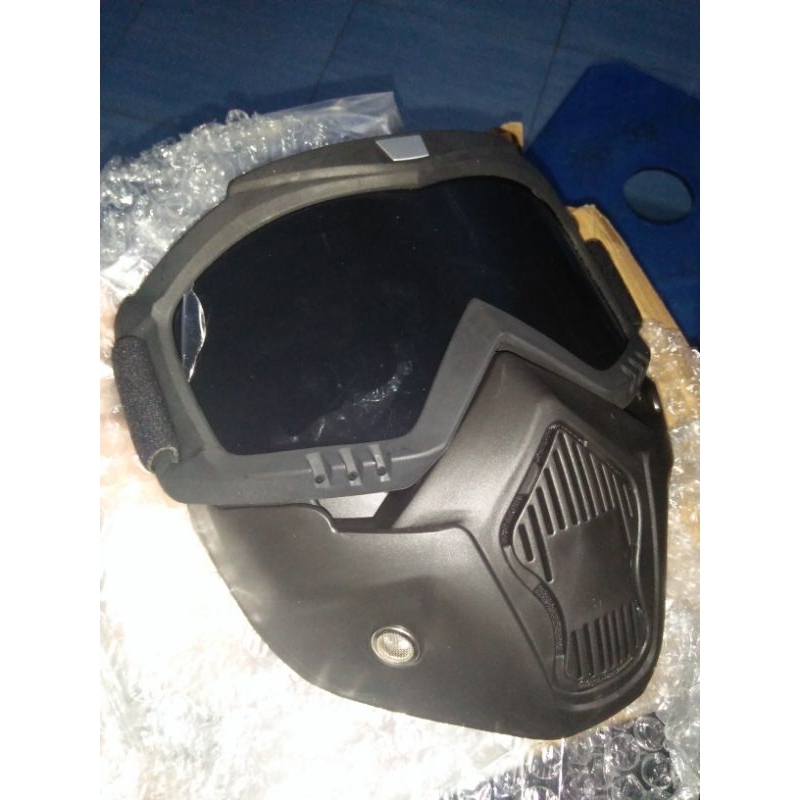 Topeng motor mask motor kaca pelindung wajah helm masker retro topeng helm for touring mask
