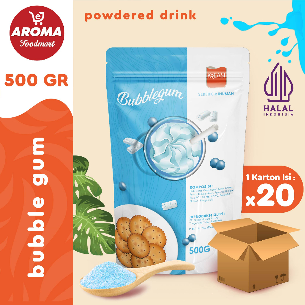 

1 Karton Kreasi Bubuk Bubble Gum 500gr Serbuk Bubble Gum Powder 500gr