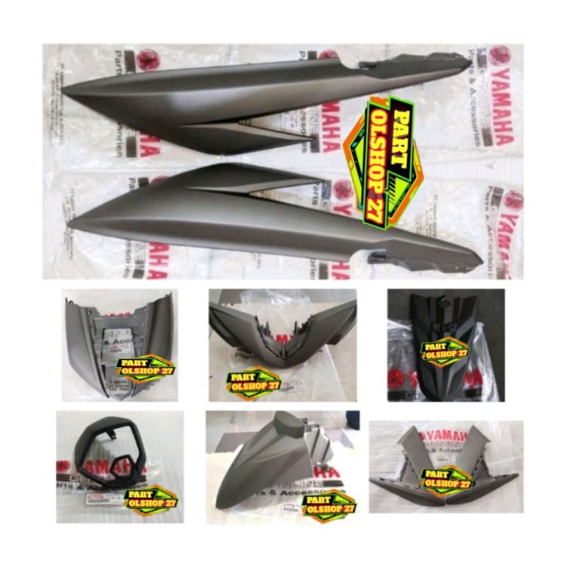 Paket Full Set Body Halus Mio Soul GT 125 Bluecore Abu-abu Doff Original Yamaha (9pcs)