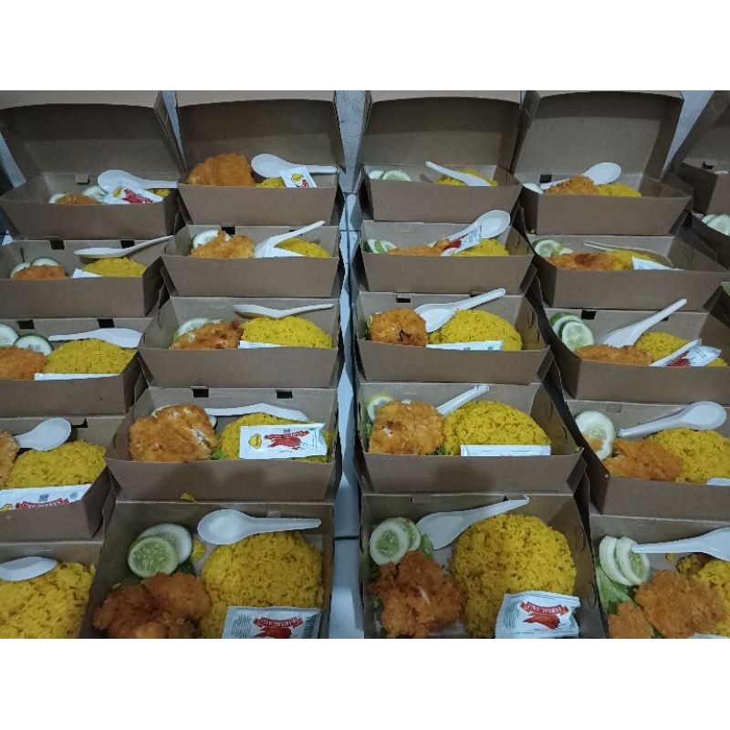 Nasi kuning chicken katsu dus coklat