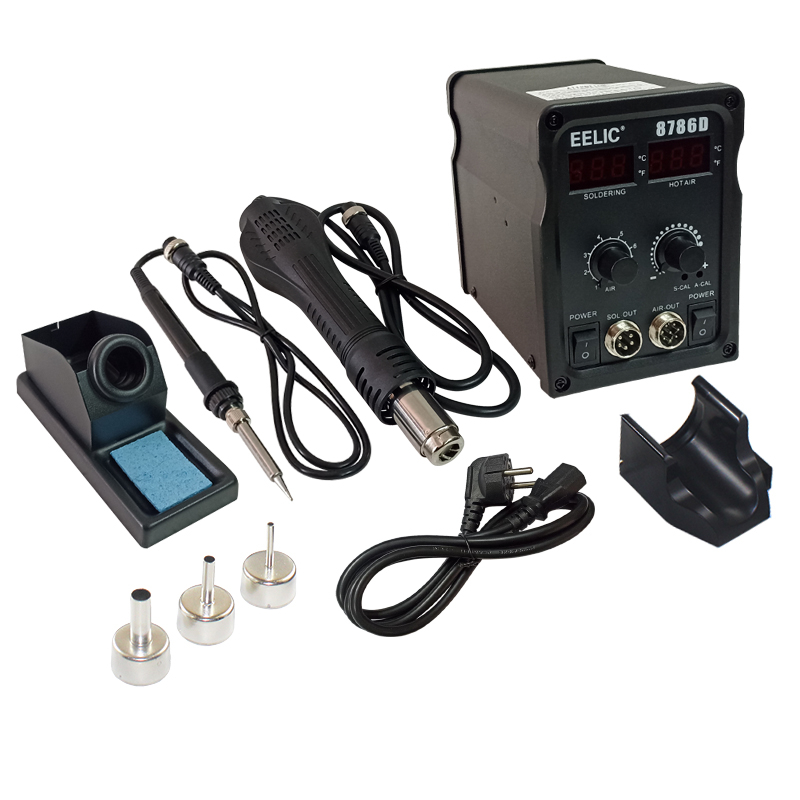 EELIC SOR-UAP8786D Solder uap 2 in 1 blower uap dan soldering multifungsi double digital LED