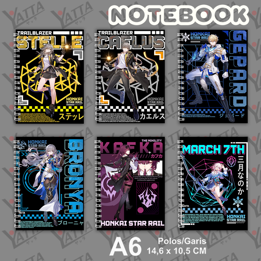 

Notebook Anime Ukuran A6 10,5 cm x 14,8 cm Honkai Star Rail Seri 1 Kafka Danheng YOTAKUSHOP