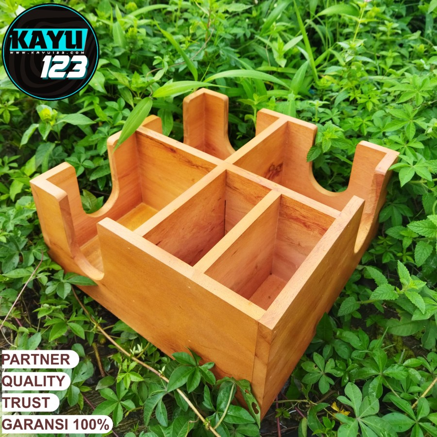 Cup Holder Paper Holder Rak Organizer Gelas Kertas Plastik Model Kayu