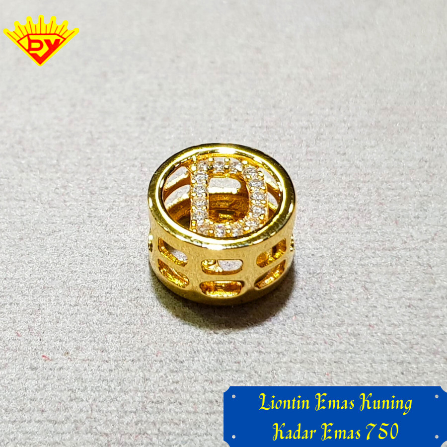 Liontin Emas Permata Huruf D 373 Kadar Emas 750