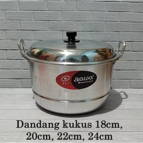 DANDANG EKONOMI JAWA MASPION 18 CM , 20 CM , 22 CM, 24 CM ALLUMINIUM KUKUSAN  . PANCI KUKUS + sarang