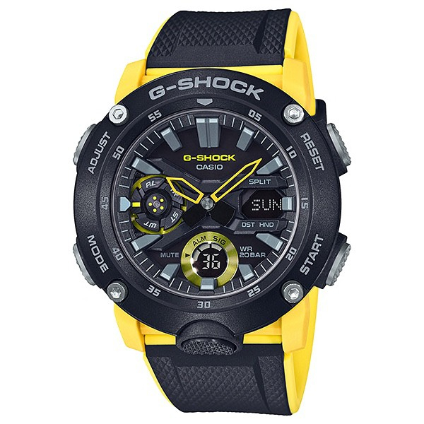 JAM TANGAN PRIA CASIO G-SHOCK GA-2000-1A9 ORIGINAL - GSHOCK GA2000 HITAM KUNING JAM TANGAN G-SHOCK O