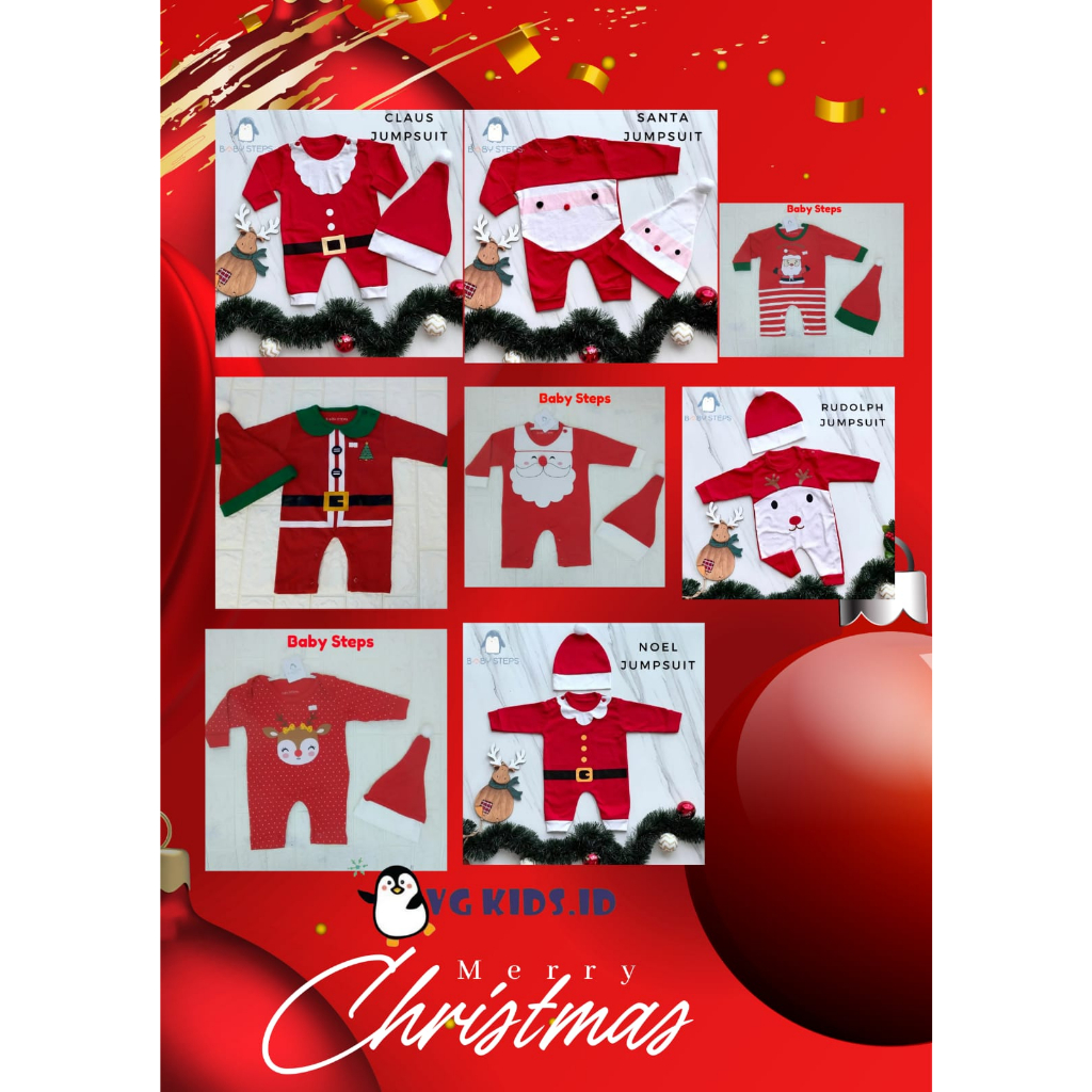 VGKIDS-BAJU NATAL BAYI NEWBORN 0-3 BULAN KOSTUM CHRISTMAS JUMPER BAYI NATAL (COD)