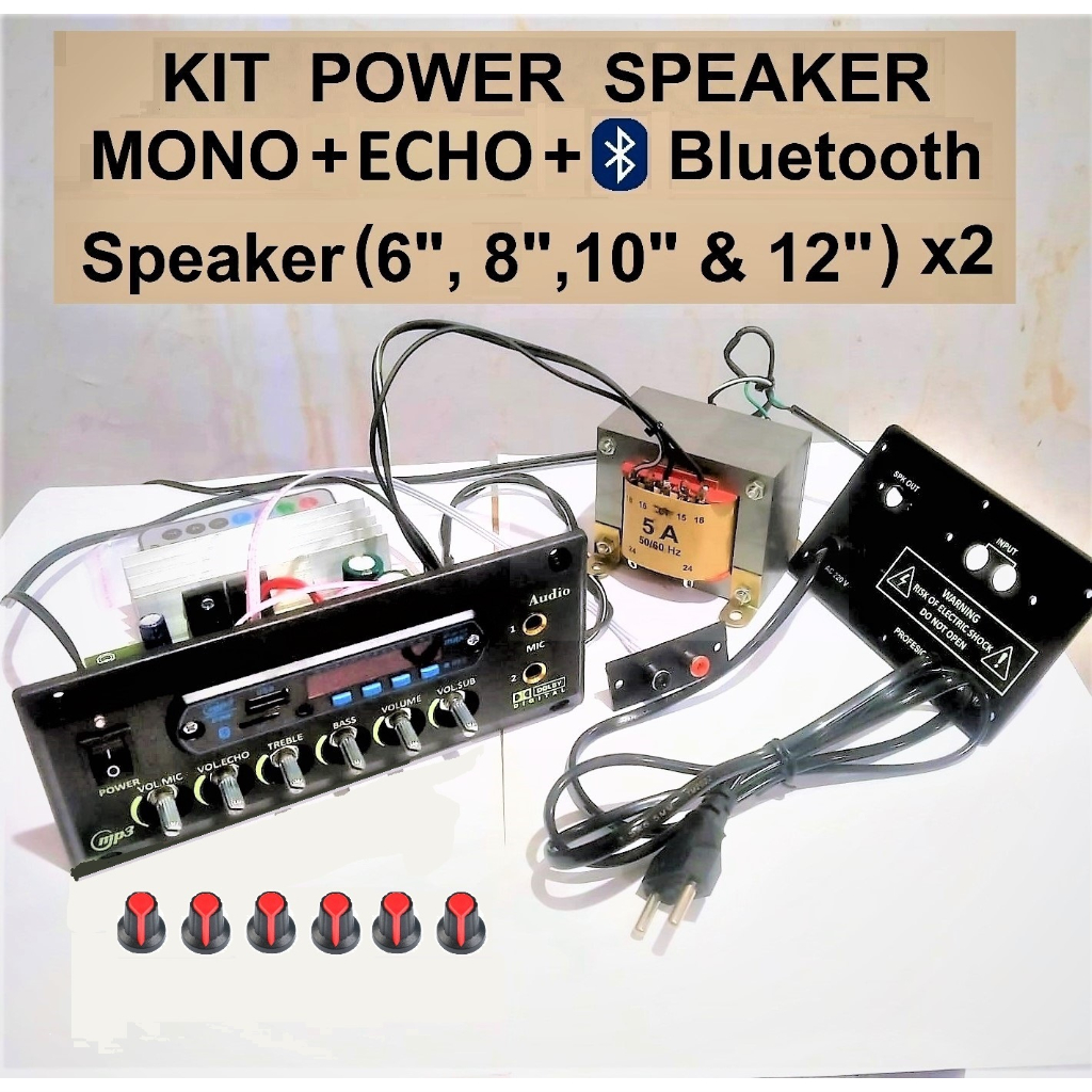KIT POWER Speaker Aktif MP3 ECHO Bluetooth TRAFO 5A KABEL - MONO (GT-8812EU-2) Subwoofer AUDIO 150 W