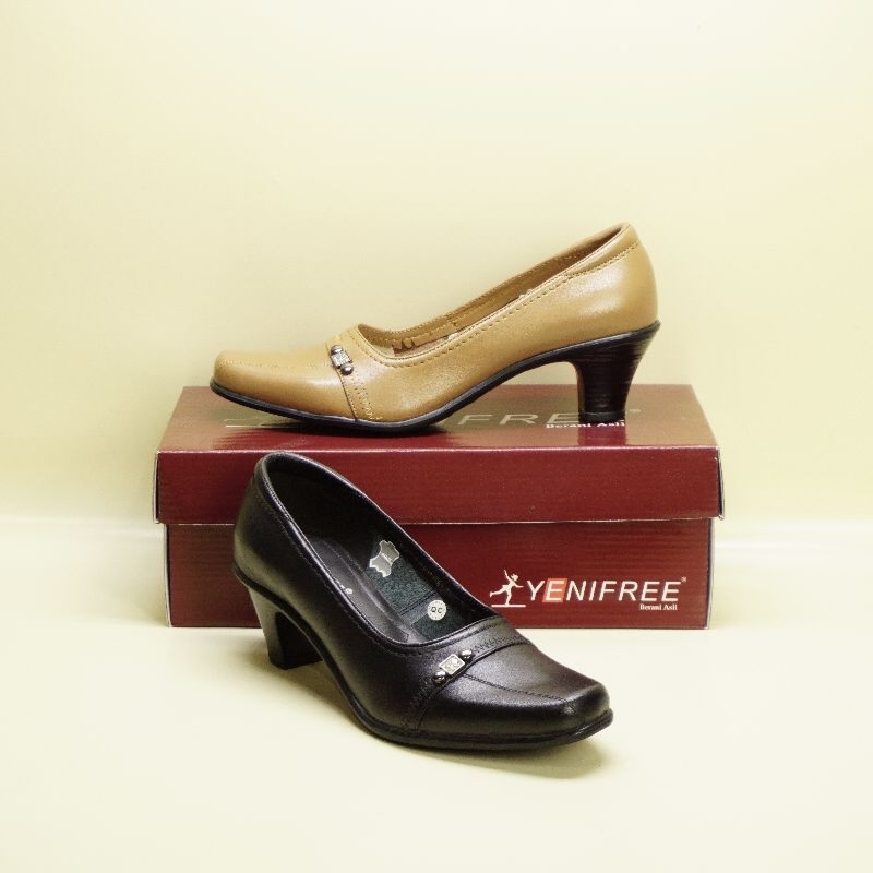 Yenifree sepatu wanita pantofel pansus kulit asli HM022