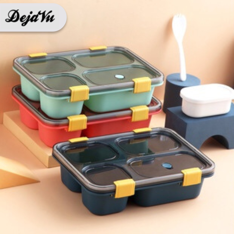 Dejavu  Lunch Box 3/4 Sekat Anti Tumpah Kotak Bekal Makan Plastik Kotak Grid Bento Makanan Anak HMB1