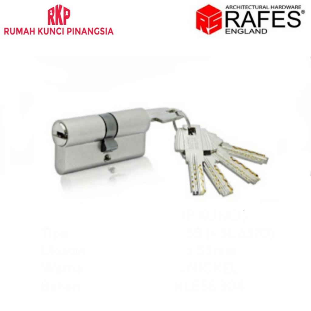 Door Cylinder Lock Kunci Silinder Pintu Kunci-Kunci 6.5 cm Silver Kuningan RAFES SL 6555