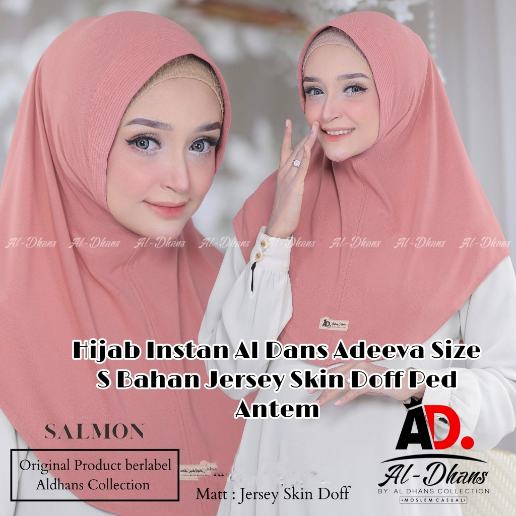 Hijab Instan Al-Dans Adeeva Size S Bahan Jersey Skin Doff Ped Antem