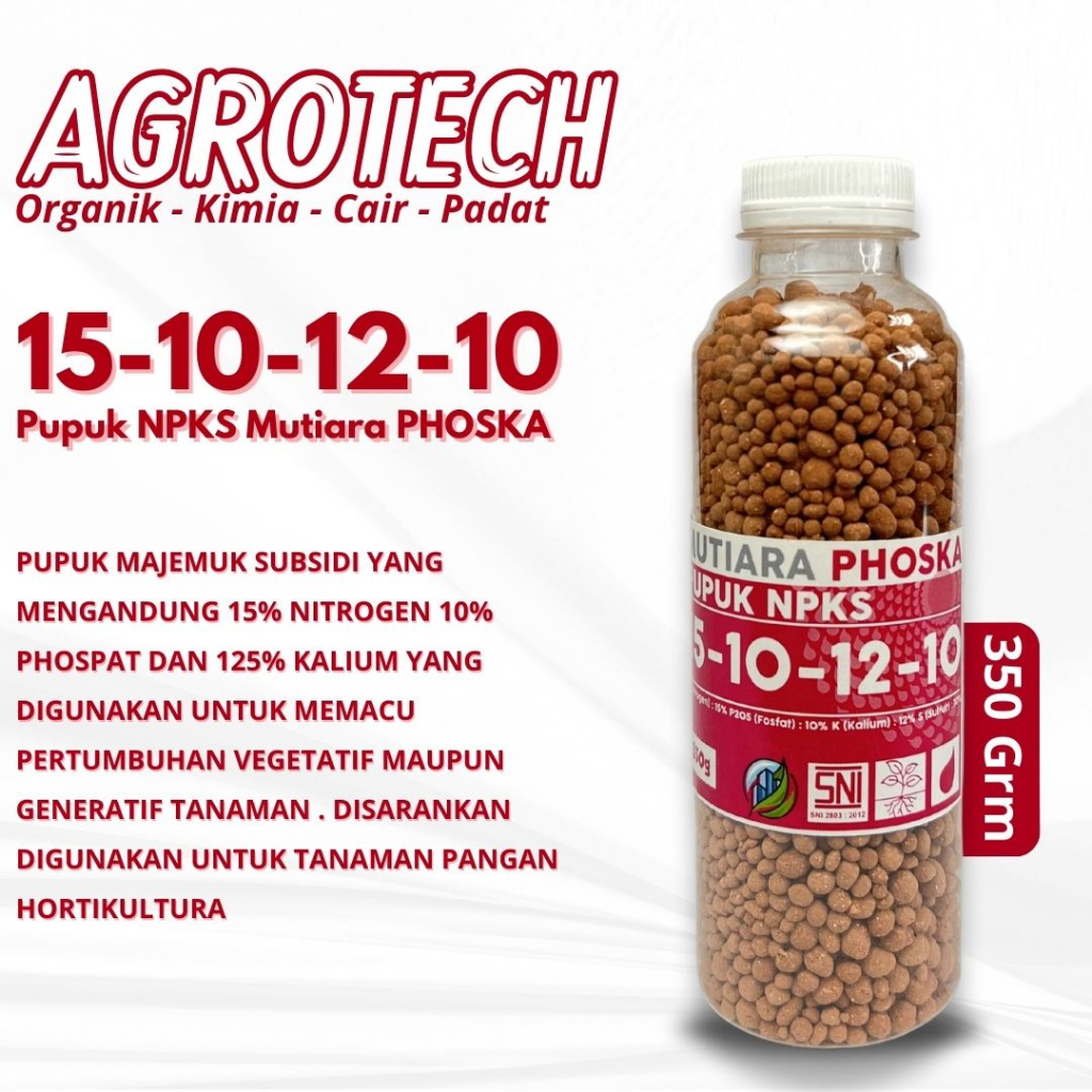Pupuk NPKS Phoska 15 10 12 10 Kemasan 350gr