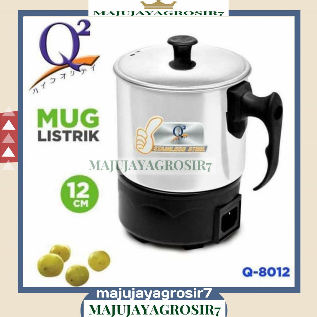 MUG ELEKTRIK PEMANAS LISTRIK / MUG LISTRIK 12 CM STAINLESS STEEL / MUG LISTRIK Q2-8012 / Q2-8012 MUG