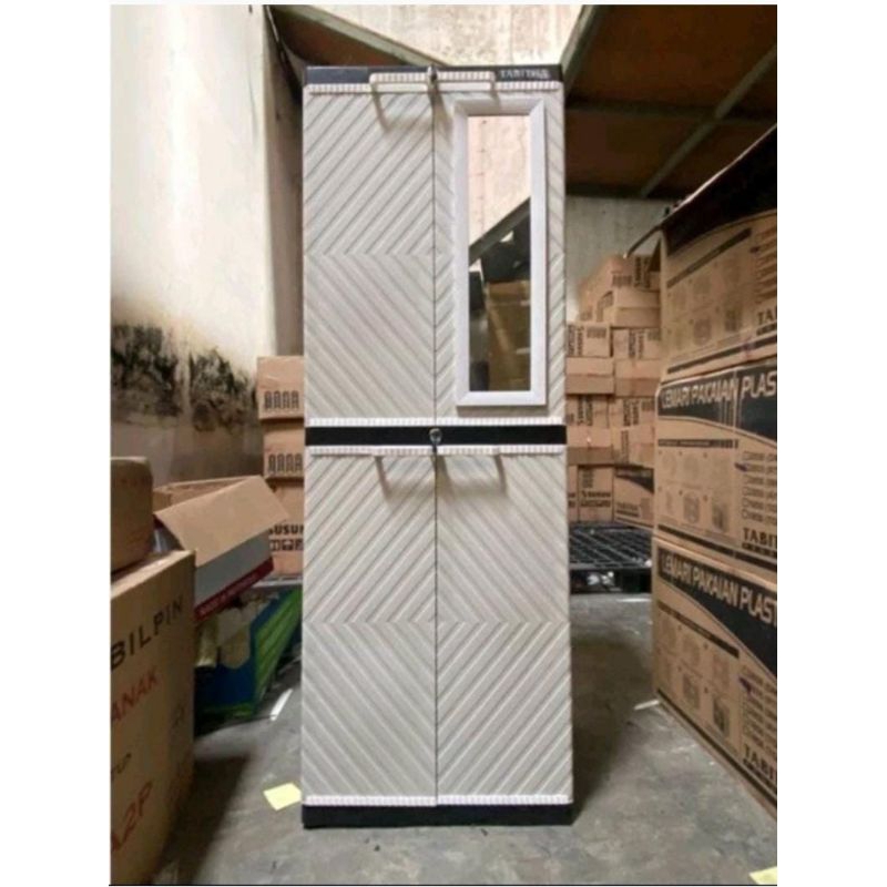 LEMARI PLASTIK / LEMARI PAKAIAN MURAH / LEMRI TABITHA KACA / LEMARI LS2P KACA