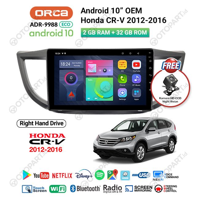 Headynit Android Carplay 10″ inch Honda CRV 2012-2016 ORCA ECO