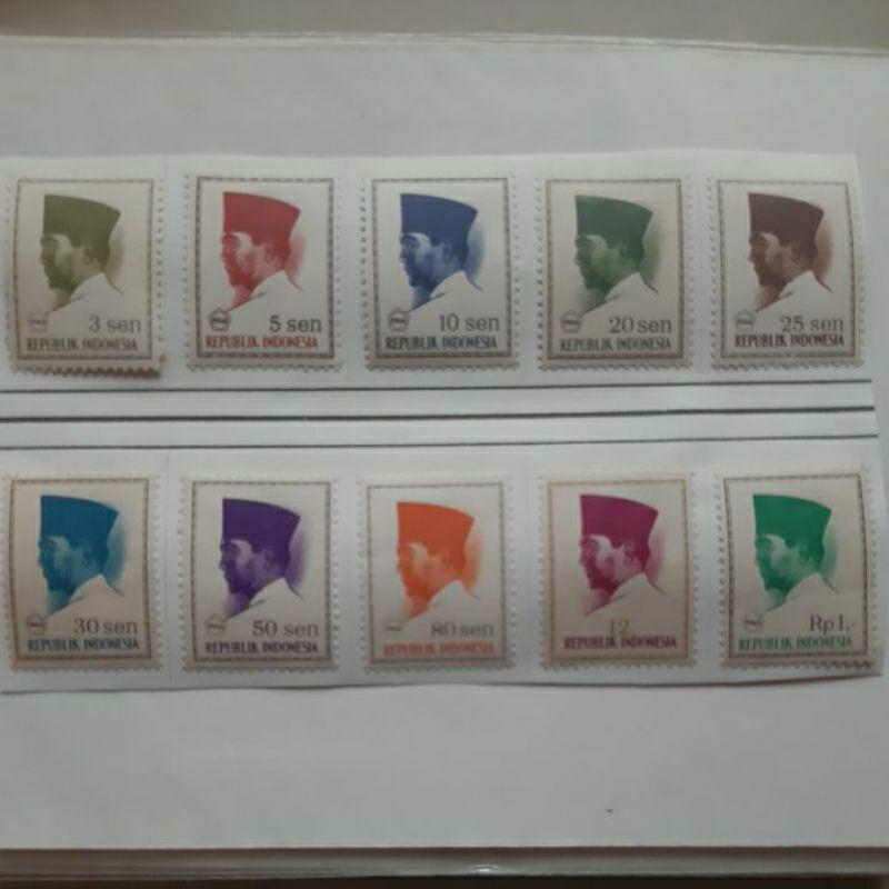 

Perangko Indonesia 1966 Presiden Soekarno set 10 prangko