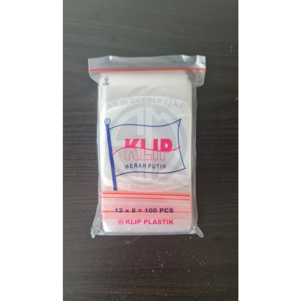 Plastik Klip PE Merah Putih 8x12 cm / Ziplock / Plastik Obat 100pcs
