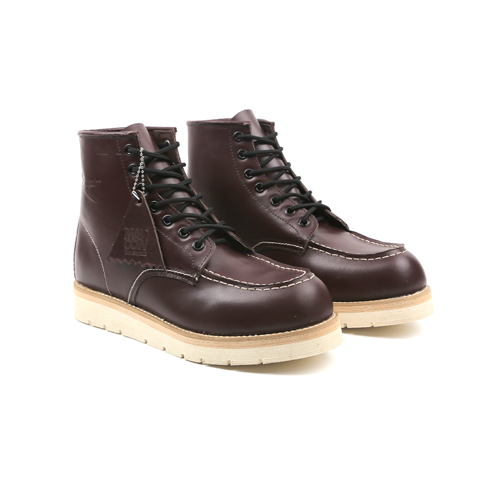 Mancow Origins Moc Toe Boots Maroon Sepatu Formal Pria Wanita Original Kulit Asli