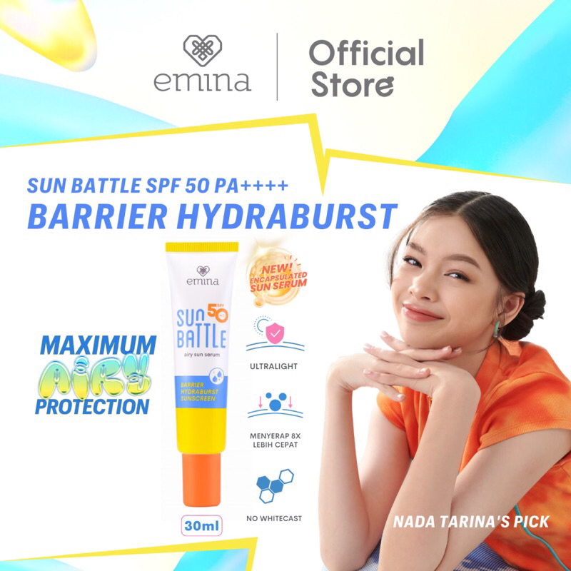 Emina Sun Battle SPF 50 PA++++ Barrier Hydraburst Sunscreen / emina sunscreen barrier kulit sensitif