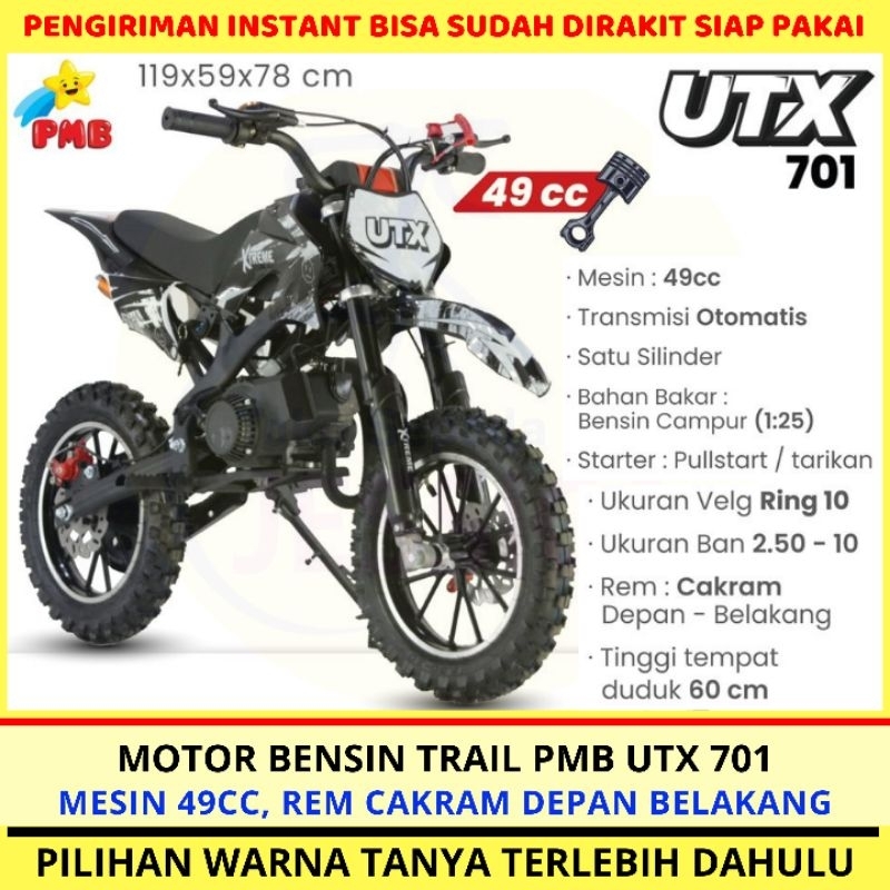 Motor Mini Trail Bensin PMB UTX 701 2 tak Matic Rem Cakram Mainan Anak