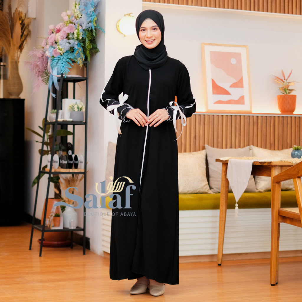 Gamis Hitam Abaya Turkey Bahan Kain Saudi-7
