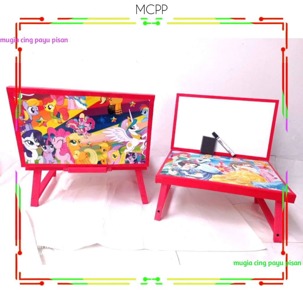 

RK Meja Belajar Anak Plus Papan Tulis Lipat Karakter Anak Minimalis Gratis Spidol Dan Penghapus