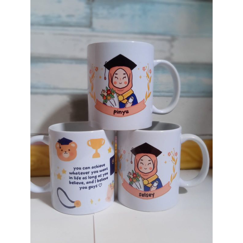 Gelas Mug Lucu Custom Custome Nama dan Foto untuk Gift Kado Wisuda Ultah Ulang Tahun Estetik aesthet