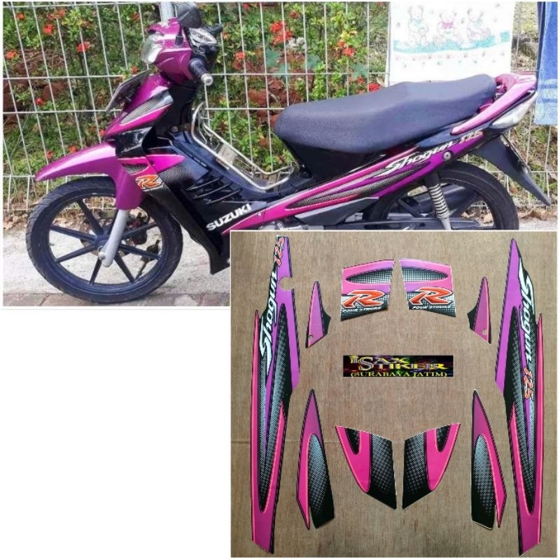 Striping Original Suzuki Shogun 125 R ungu violet tahun 2004 2005