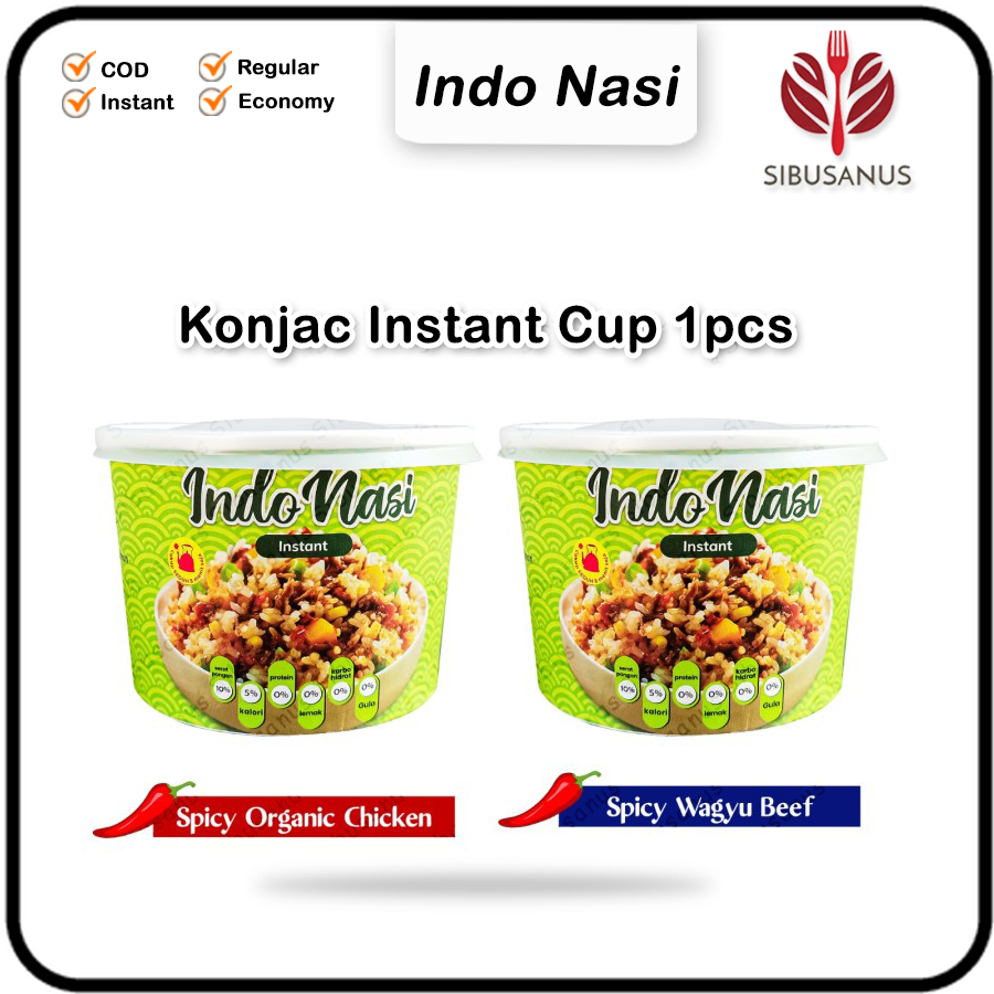 Indo Nasi Instant Indonasi Konjac Cup Bowl Spicy Organic Chicken Wagyu Beef Beras Porang