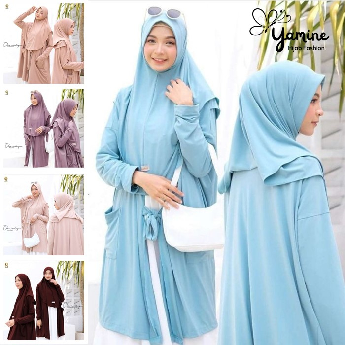 Hijab Jilbab KHIMAR CLEO CARDIGAN 3 In 1 Lengan Panjang Jilbab Jibab Jilbap Hijap Kerudung Krudung P