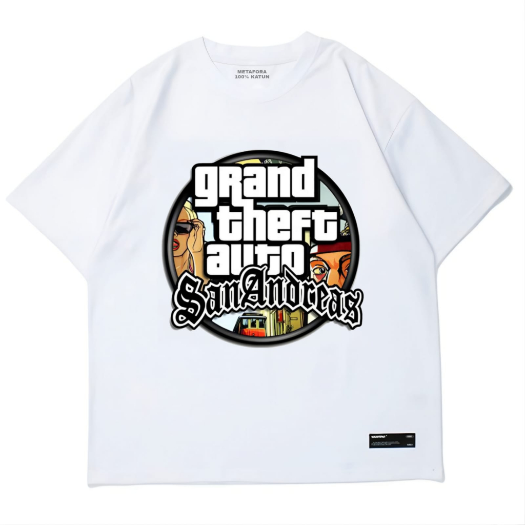 Nebula Tshirt Sanandreas Vintage Kaos lengan pendek Putih