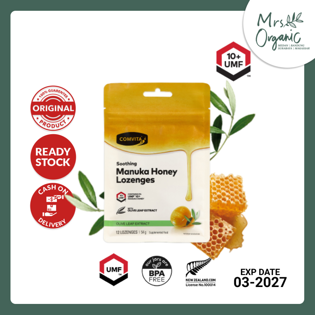

Permen Comvita Manuka Honey Lozenges Olive Leaf, UMF 10+ 12 Lozenges