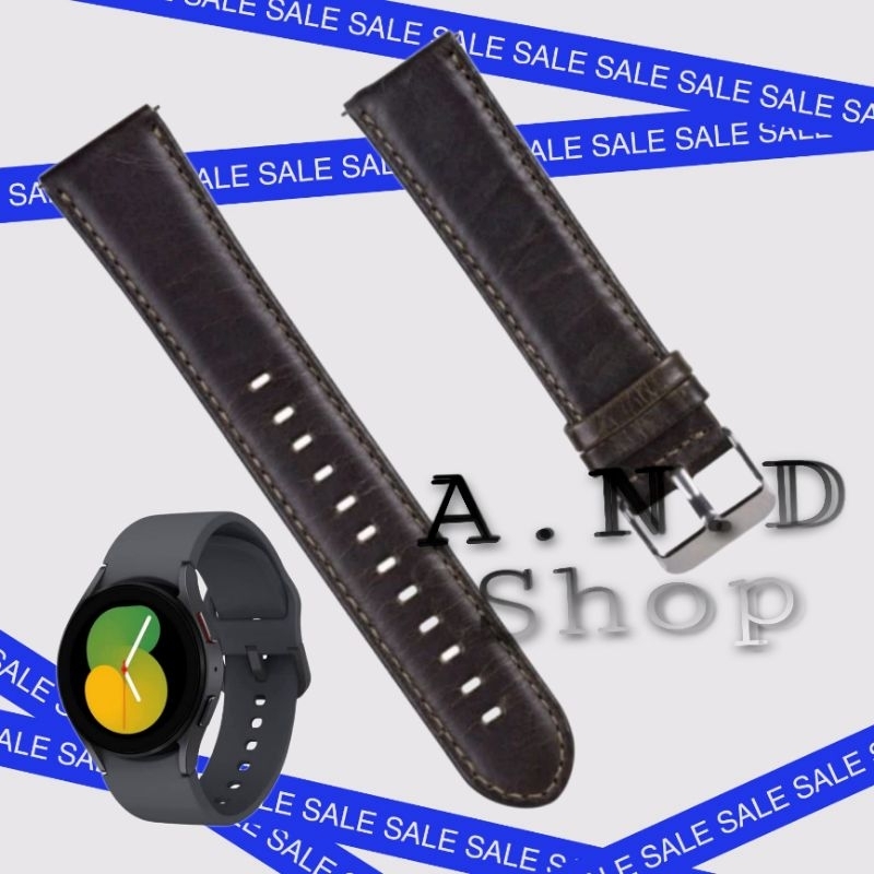STRAP TALI JAM TANGAN LEATHER KULIT ASLI WATCH BAND SAMSUNG GALAXY WATCH 5 44MM ACC JAM SMARTWATCH