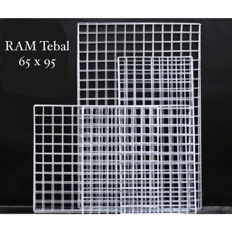 Ram Kawat Putih 65 × 95 Cm Wire Grid Kawat Putih Ram Putih Display Aksesoris Grid Wall + Dus