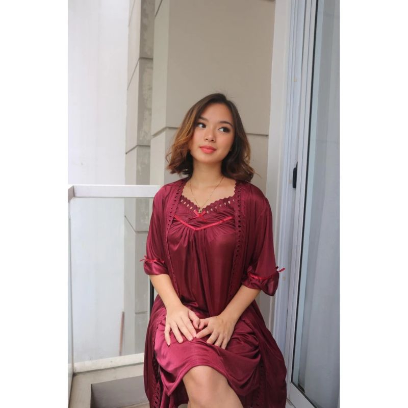 Baju Tidur Kimono Tidur Hst (Include Daster Singlet) 'Dark MaroonKimono Tidur Hst In Daster